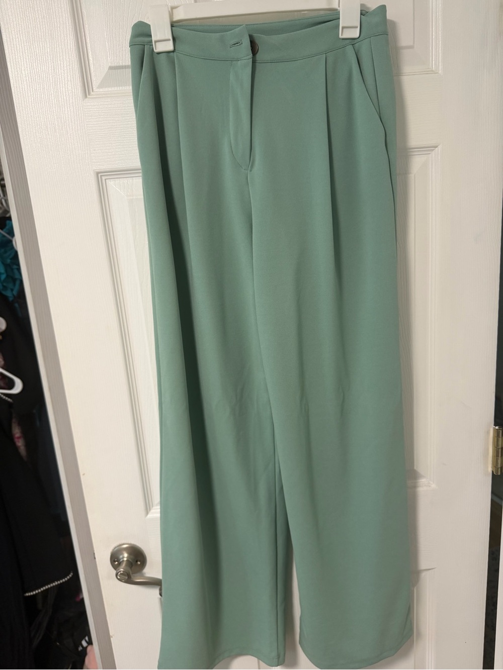 Stylive Wide-Leg High-Rise Pants in Sage Green